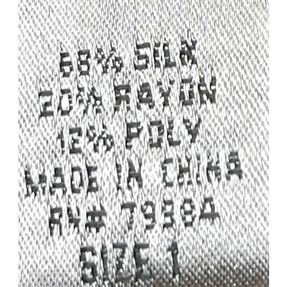 Chicos Blouse Women M Yellow Silk Mandarin Collar Floral Long Sleeve Button Up - Picture 3 of 5